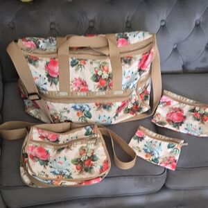 Lesportsac Vintage Strawberry Blossoms Bag Set